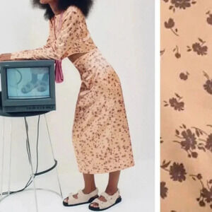 ZARA Flower Print Skirt and Cropped Top Set